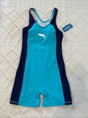Halcurt Women's Boyleg One Piece Racerback Athletic Boyshort Bathing Suit nwt
